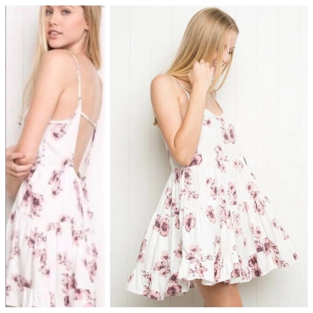 BRANDY MELVILLE Abigail Pink Floral Halter Sundress One Size